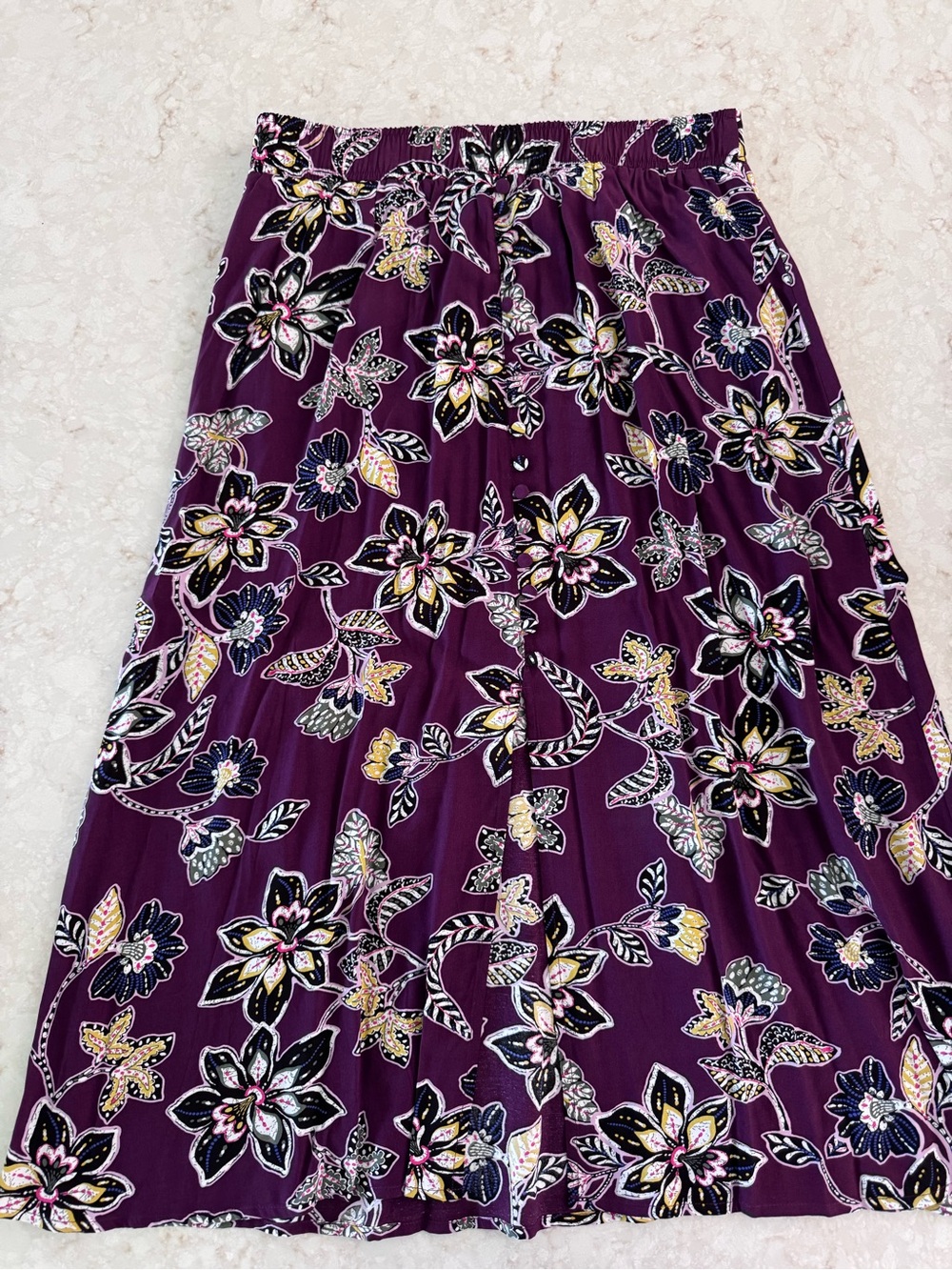 LOFT Purple Floral Print Maxi Skirt